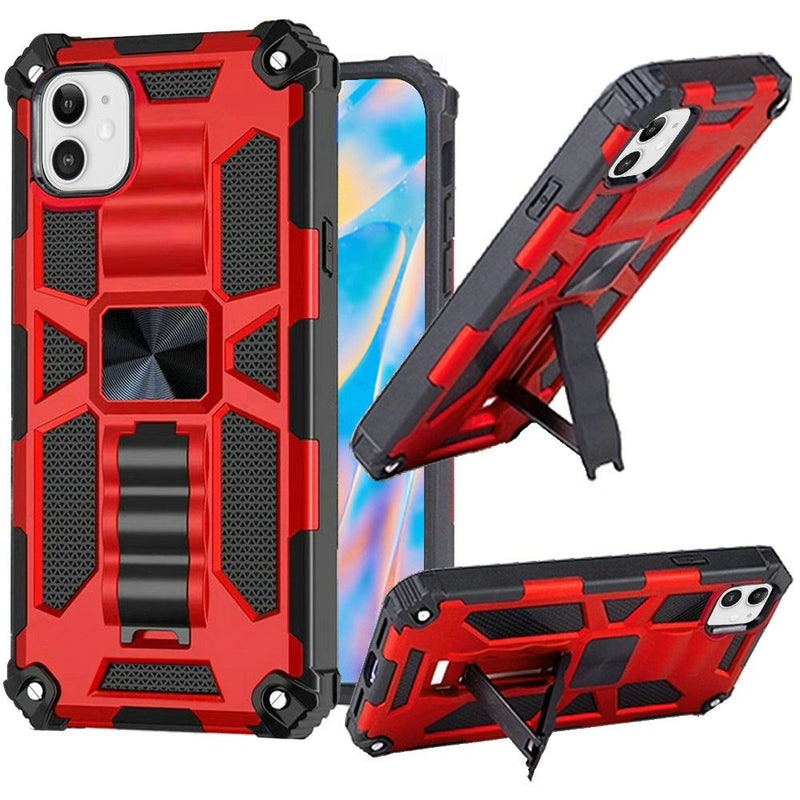 For Apple iPhone 14 PRO MAX 6.7" Machine Magnetic Kickstand Case Cover - Red