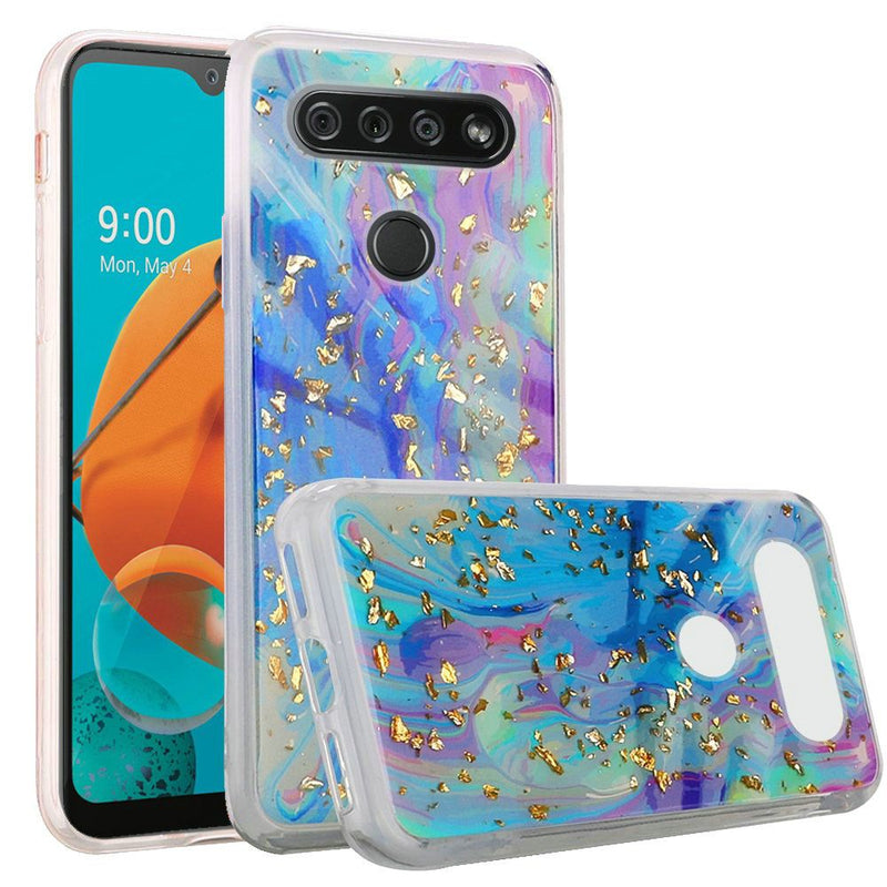 For LG K51 Marble Glitter Shiny TPU Case Cover - Colorful Galaxy