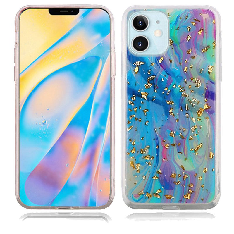 For iPhone 12 Mini 5.4 Marble Glitter Shiny TPU Case Cover - Colorful Galaxy