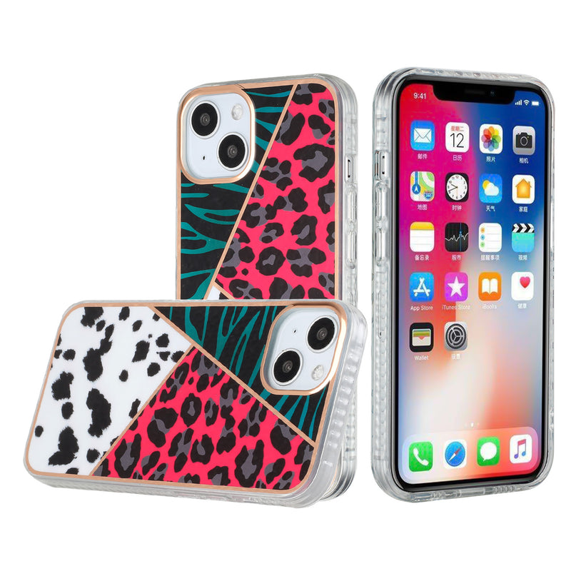 For iPhone 13 Pro Max Shockproof IMD Electroplated Design Hybrid Case Cover - Animal A