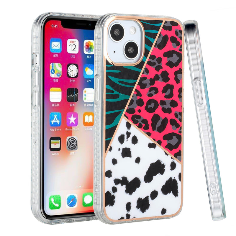 For iPhone 13 Pro Max Mix Shockproof IMD Electroplated Design Hybrid Case Cover - Animal A
