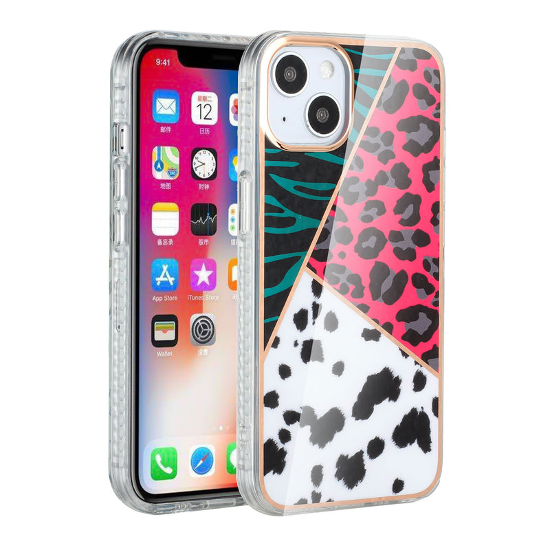 For iPhone 13 Pro Max Shockproof IMD Electroplated Design Hybrid Case Cover - Animal A