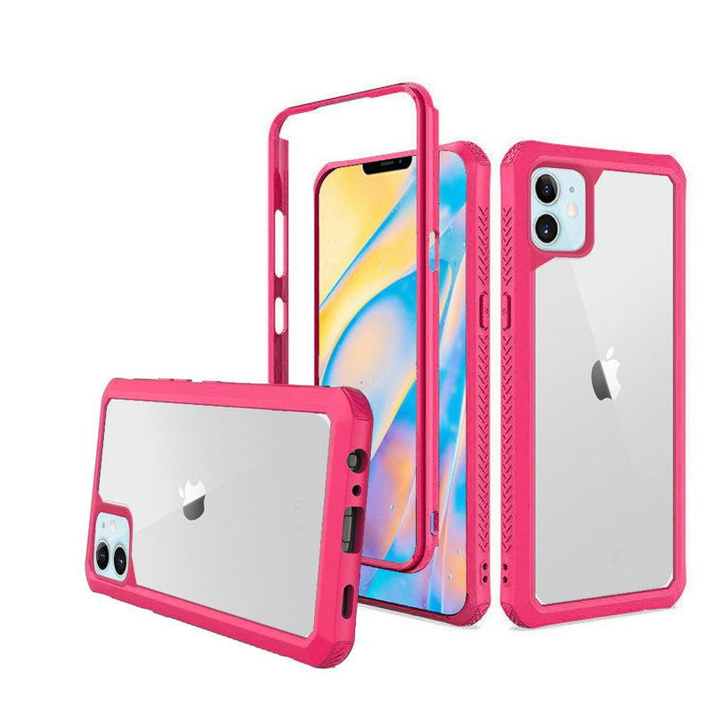 For iPhone 12 Mini 5.4 Novel Transparent Clear Shockproof Cover Case - Hot Pink