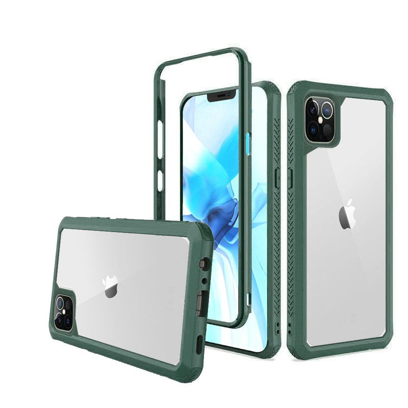 Novel Transparent Clear Shockproof Cover Case For iPhone 12/Pro (6.1 Only) - Midnight Green