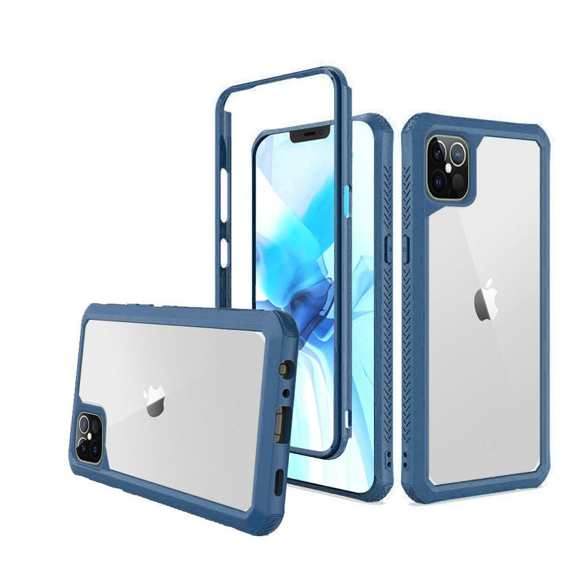 For iPhone 12 Pro Max 6.7 Novel Transparent Clear Shockproof Cover Case - Navy blue