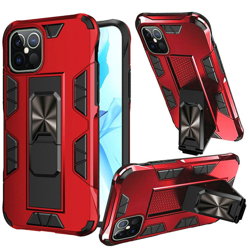 For iPhone 12/Pro (6.1 Only) Optimum Magnetic RingStand Case Cover - Red