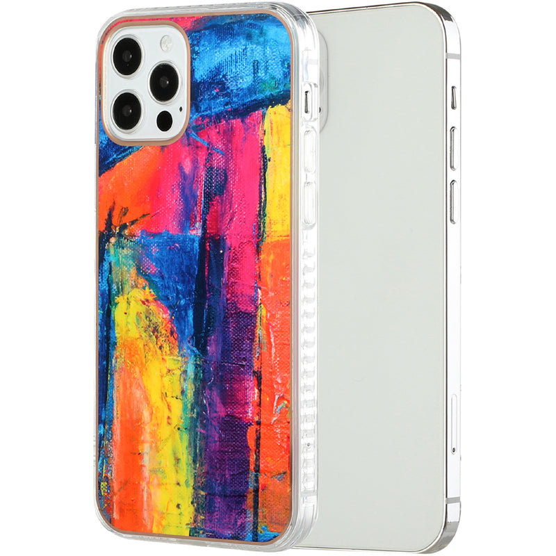 For iPhone 12/Pro (6.1 Only) WaterPaint Electroplated Edged ShockProof Design Case Cover - A