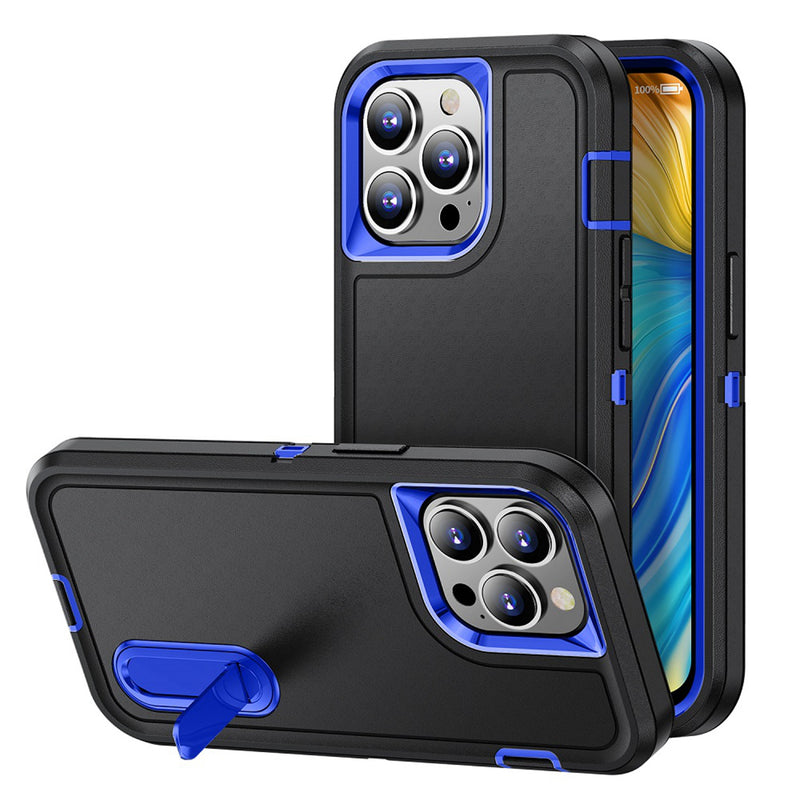 For Apple iPhone 14 PRO 6.1" PEAK 3in1 Toughest Hybrid with Stand Cover Case - Black/Blue