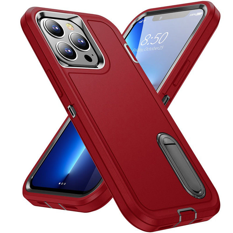 For Apple iPhone 14 PRO 6.1" PEAK 3in1 Toughest Hybrid with Stand Cover Case - Black/Red