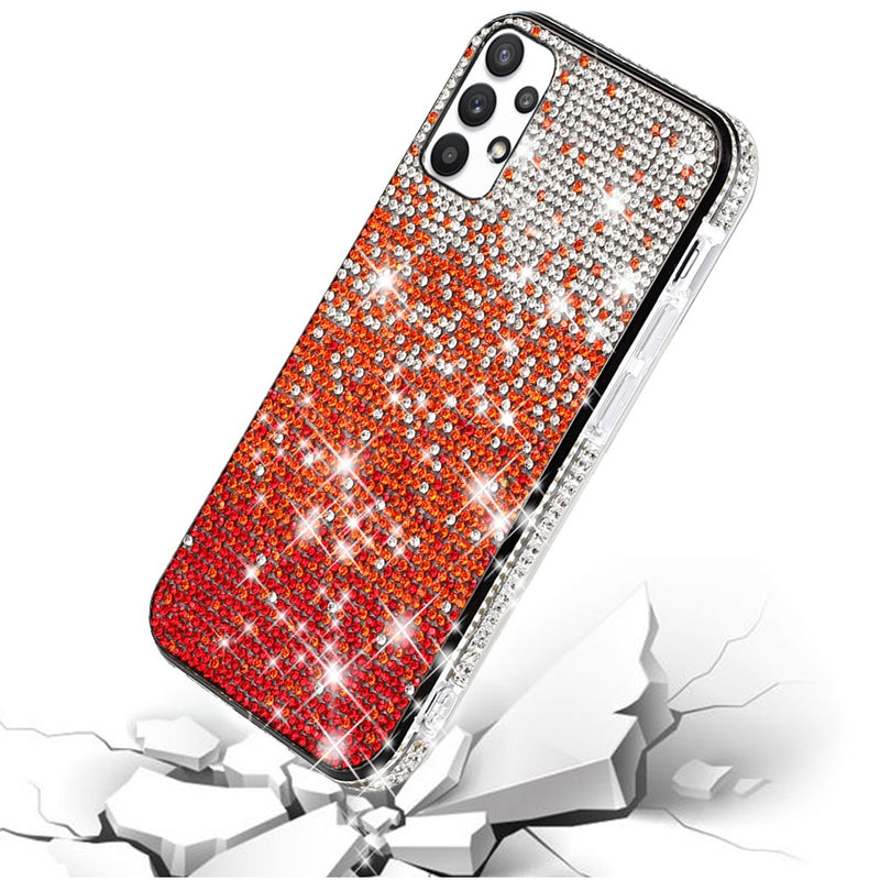 For Samsung A32 5G Party Diamond Bumper Bling Hybrid Case Cover - Red