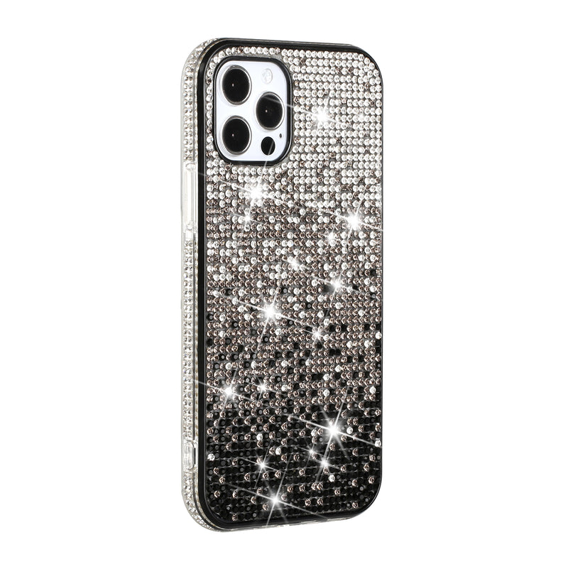 For Apple iPhone 14 PRO 6.1" Party Diamond Bumper Bling Hybrid Case Cover - Black