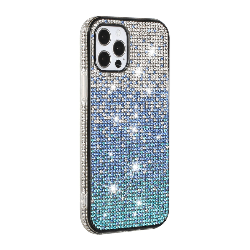 For Apple iPhone 14 PRO 6.1" Party Diamond Bumper Bling Hybrid Case Cover - Blue