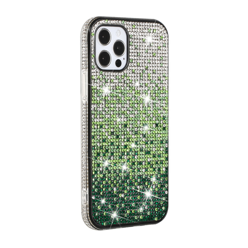 For iPhone 12 Pro Max 6.7 Party Diamond Bumper Bling Hybrid Case Cover - Green