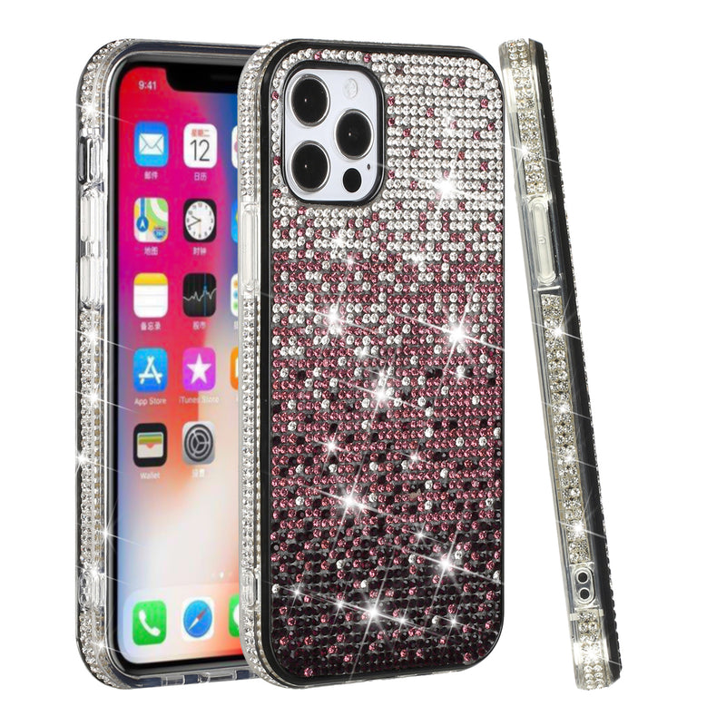 For iPhone 12 Pro Max 6.7 Party Diamond Bumper Bling Hybrid Case Cover - Purple
