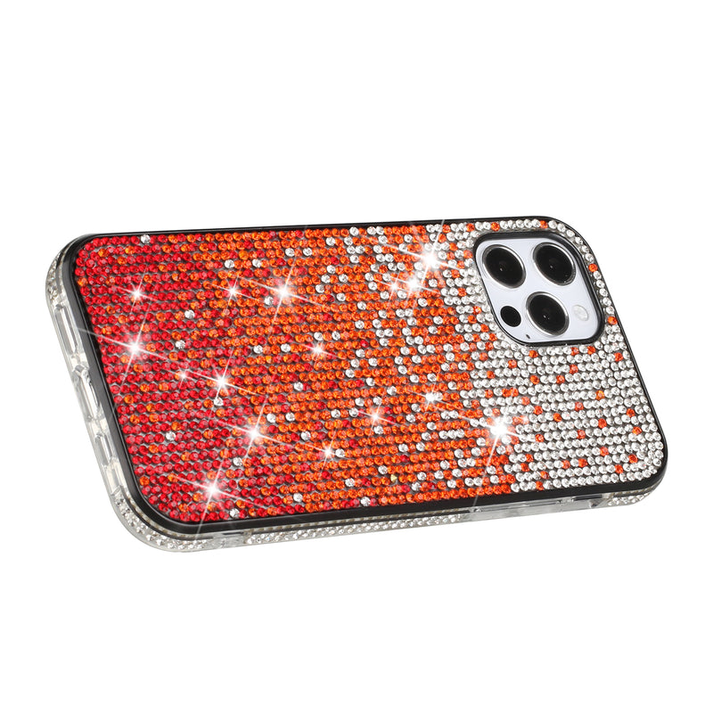 For Apple iPhone 14 PRO 6.1" Party Diamond Bumper Bling Hybrid Case Cover - Red