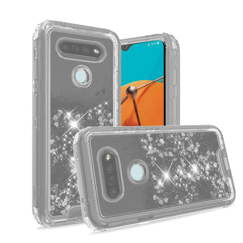 For LG K51 Premium Transparent Quicksand Glitter Case Cover - Clear