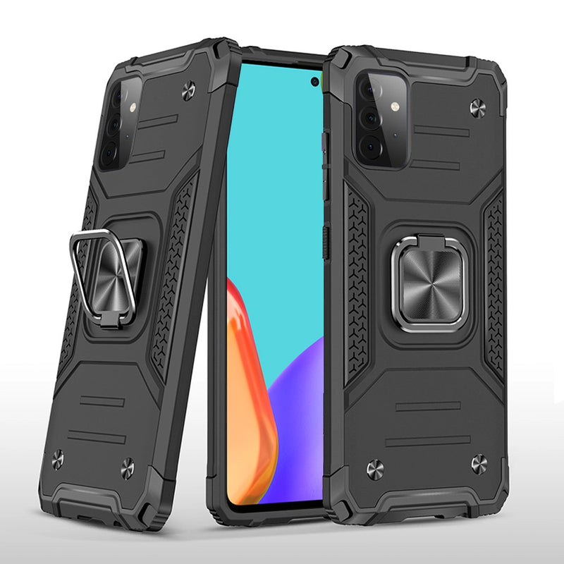 For Samsung Galaxy A52 5G Robust Magnetic Kickstand Hybrid Case Cover - Black