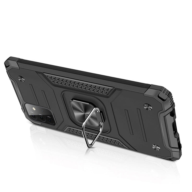 For Samsung Galaxy A52 5G Robust Magnetic Kickstand Hybrid Case Cover - Black