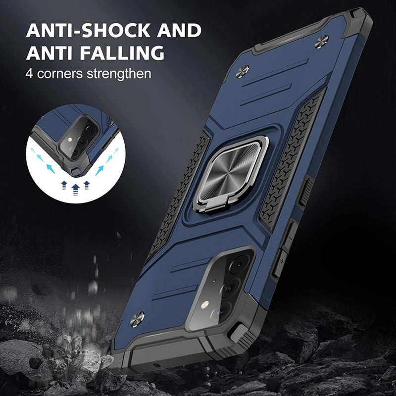 For Samsung Galaxy A52 5G Robust Magnetic Kickstand Hybrid Case Cover - Blue