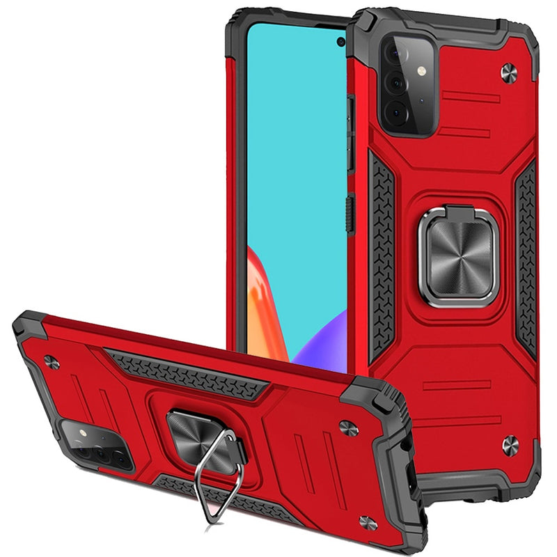 For Samsung Galaxy A52 5G Robust Magnetic Kickstand Hybrid Case Cover - Red