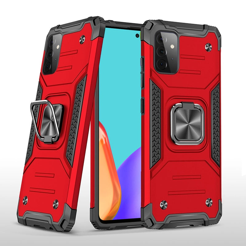 For Samsung Galaxy A52 5G Robust Magnetic Kickstand Hybrid Case Cover - Red