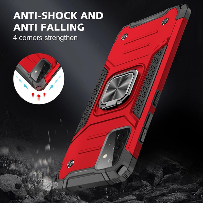 For Samsung Galaxy A52 5G Robust Magnetic Kickstand Hybrid Case Cover - Red