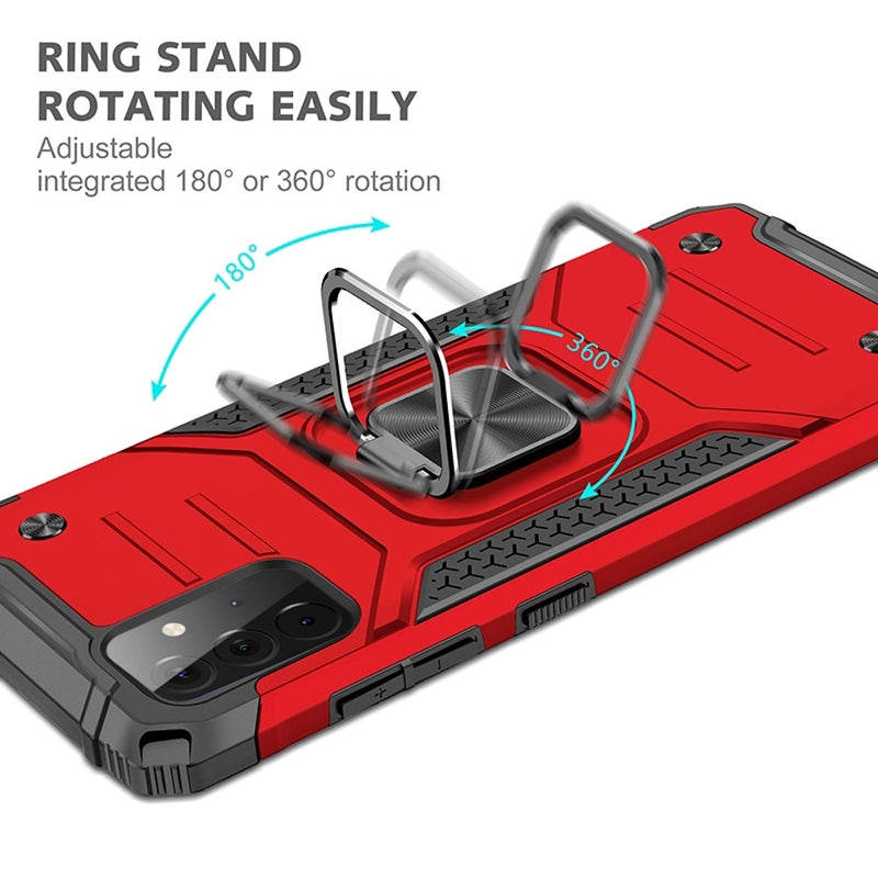 For Samsung Galaxy A52 5G Robust Magnetic Kickstand Hybrid Case Cover - Red