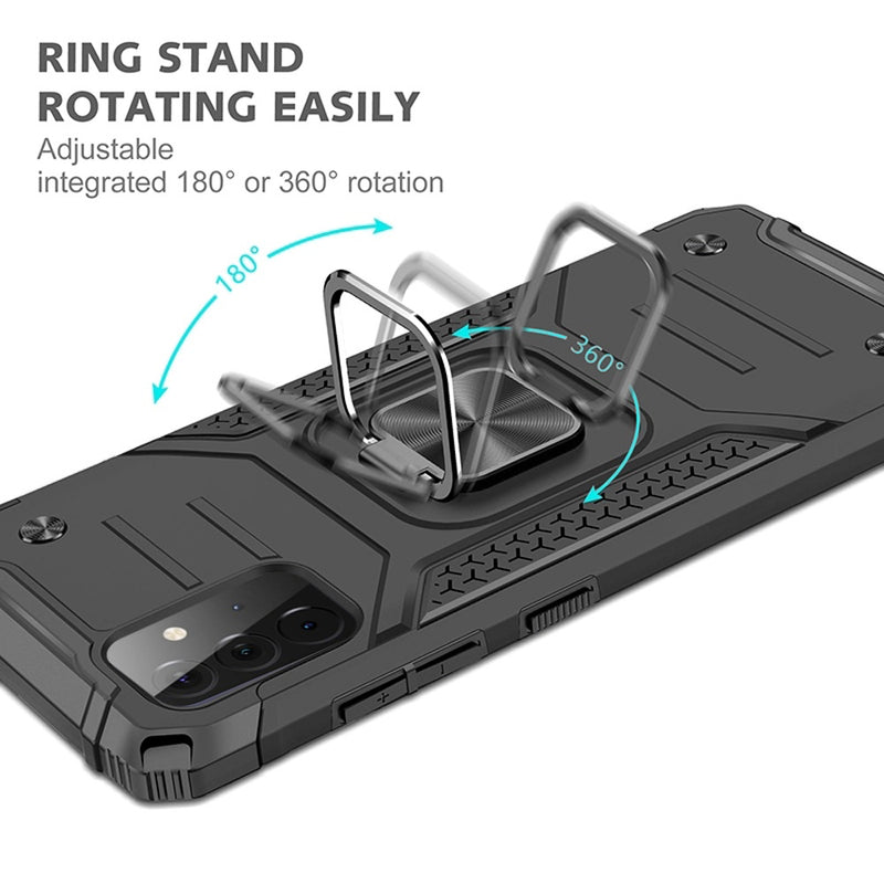 For Samsung Galaxy A72 5G Robust Magnetic Kickstand Hybrid Case Cover - Black