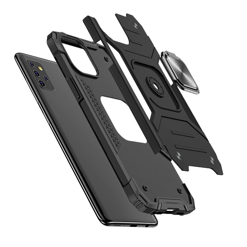 For Samsung Galaxy A72 5G Robust Magnetic Kickstand Hybrid Case Cover - Black