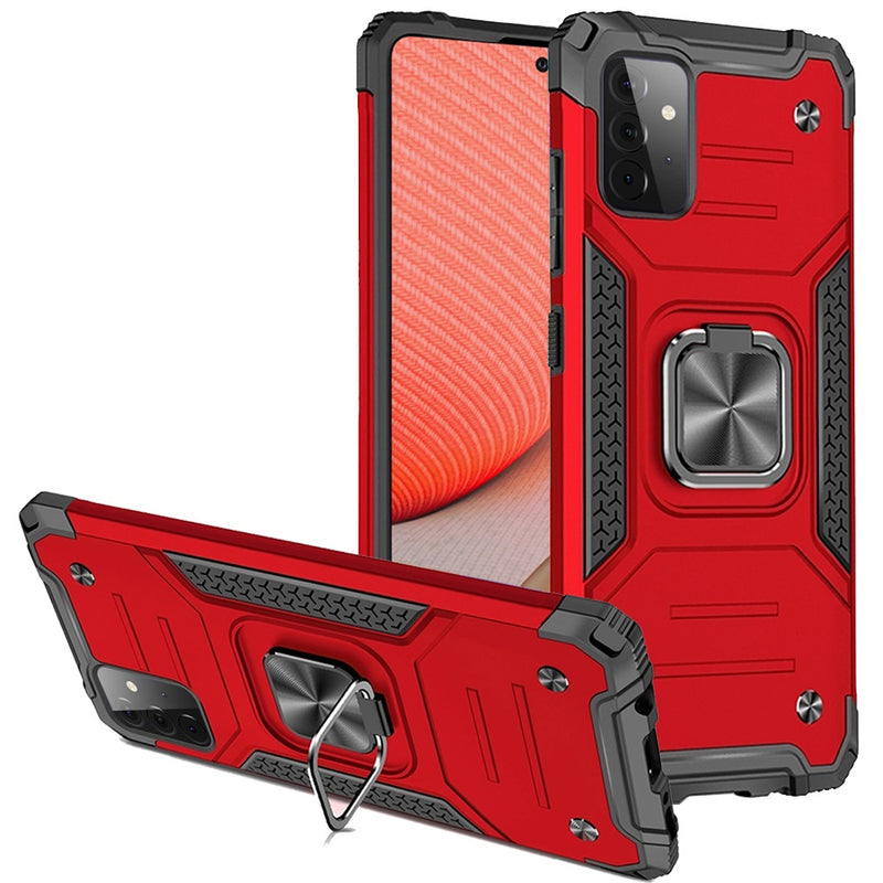 For Samsung Galaxy A72 5G Robust Magnetic Kickstand Hybrid Case Cover - Red