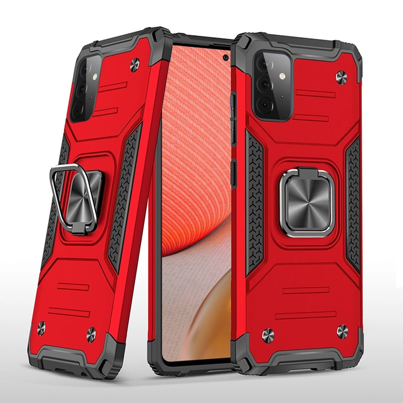 For Samsung Galaxy A72 5G Robust Magnetic Kickstand Hybrid Case Cover - Red