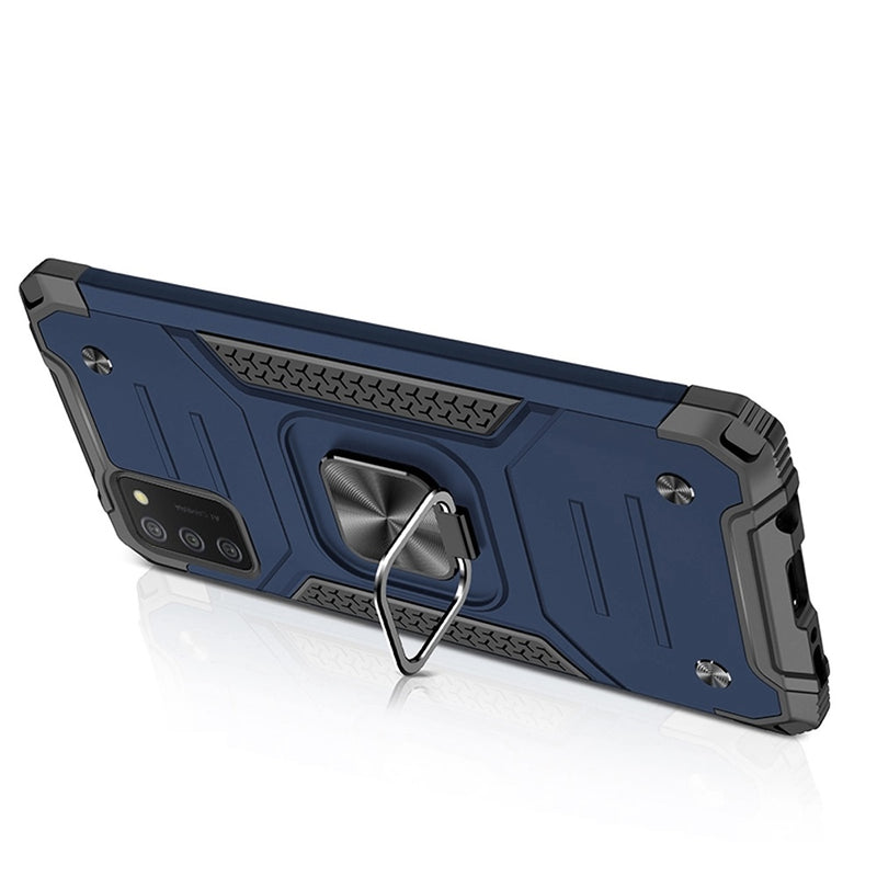 For Samsung A02s Robust Magnetic Kickstand Hybrid Case Cover - Blue