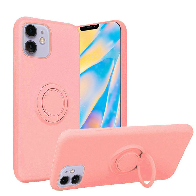 For iPhone 12 Mini 5.4 Magnetic Ring Holder Stand TPU Case Cover - Light Pink