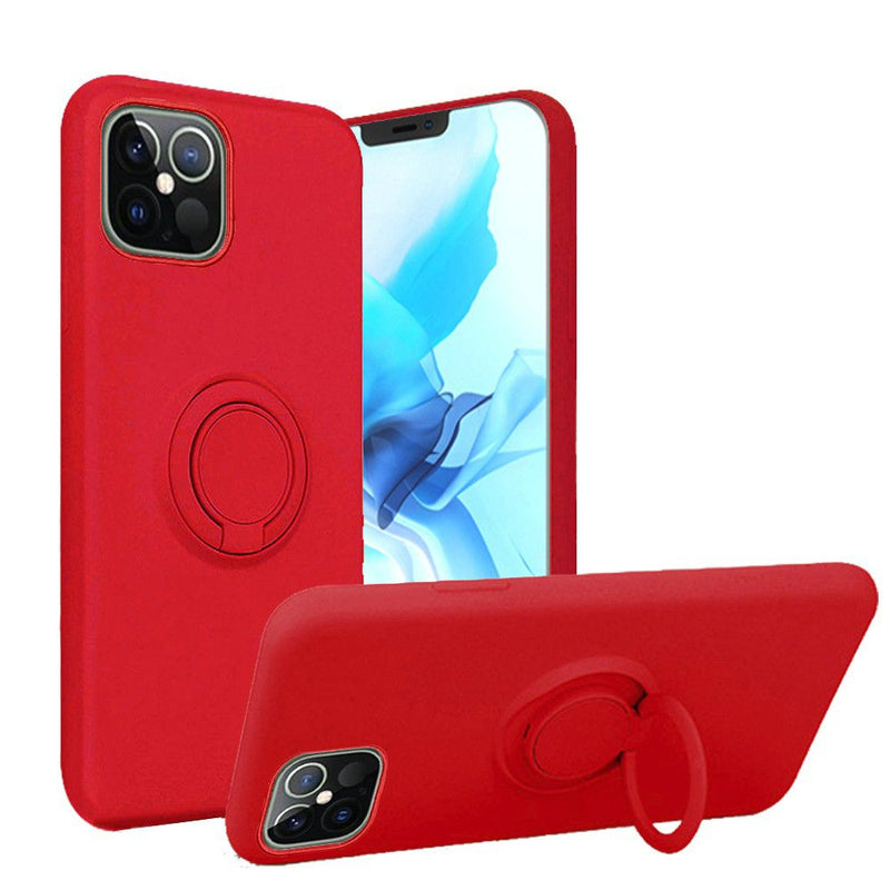 For iPhone 12/Pro (6.1 Only) Magnetic Ring Holder Stand TPU Case Cover - Red