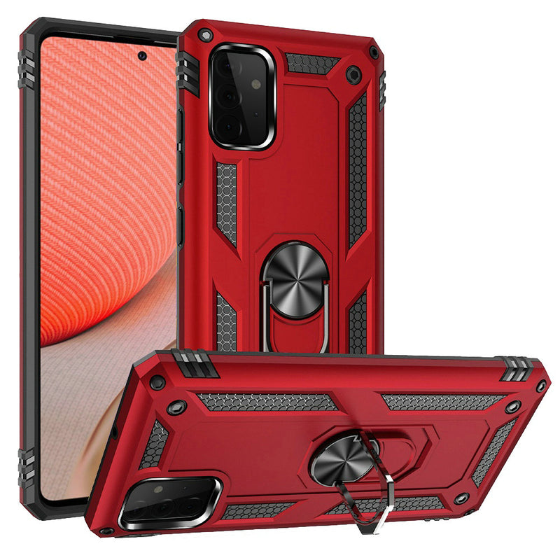 For Samsung Galaxy A72 5G Magnetic Ring Kickstand Hybrid Case Cover - Red