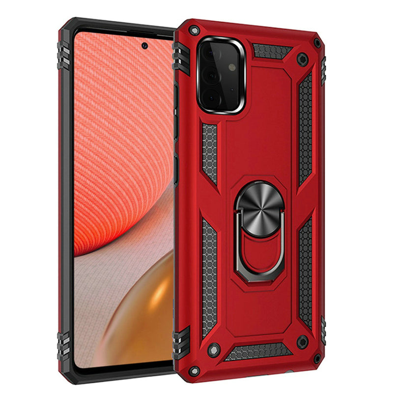 For Samsung Galaxy A72 5G Magnetic Ring Kickstand Hybrid Case Cover - Red