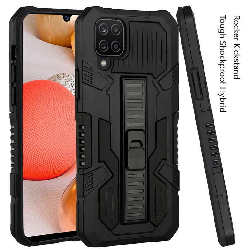 For Samsung A42 5G Rocker Kickstand Tough Shockproof Hybrid Case Cover - Black