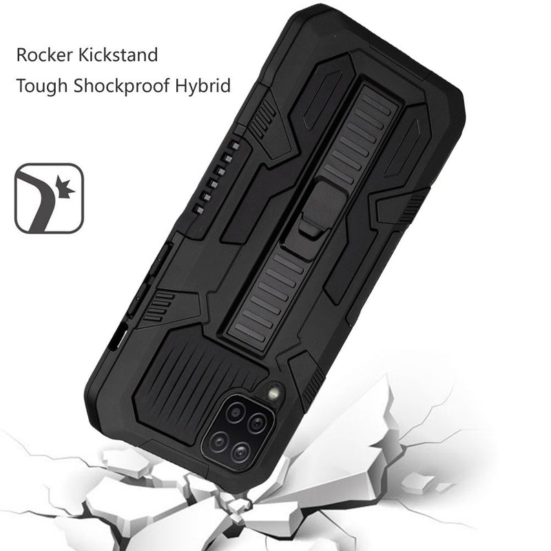 For Samsung A42 5G Rocker Kickstand Tough Shockproof Hybrid Case Cover - Black