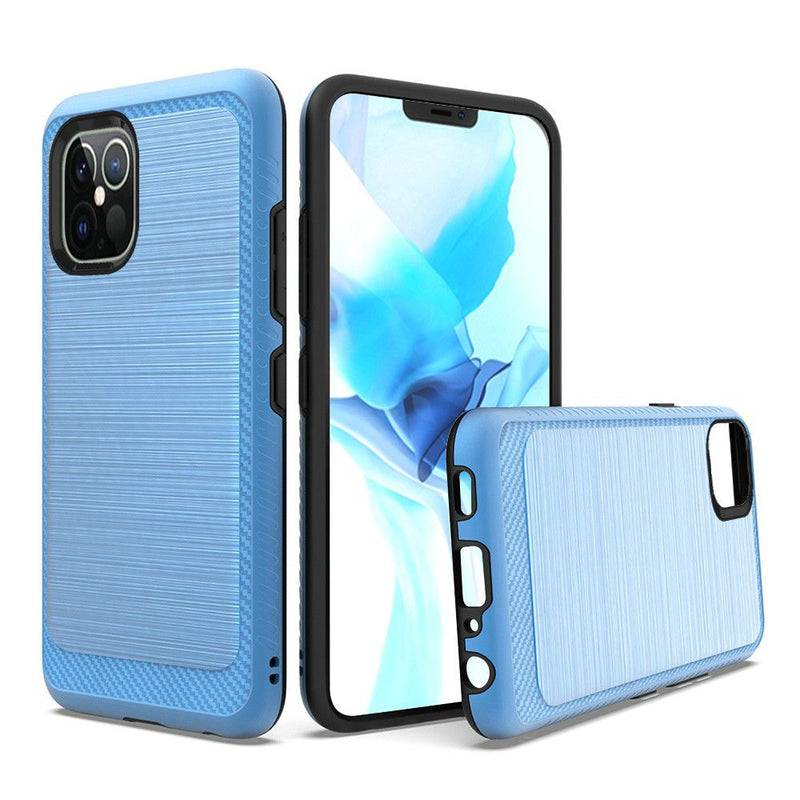 For iPhone 12 Pro Max 6.7 Slick Tough Metallic Design Hybrid Case Cover - Dark Blue