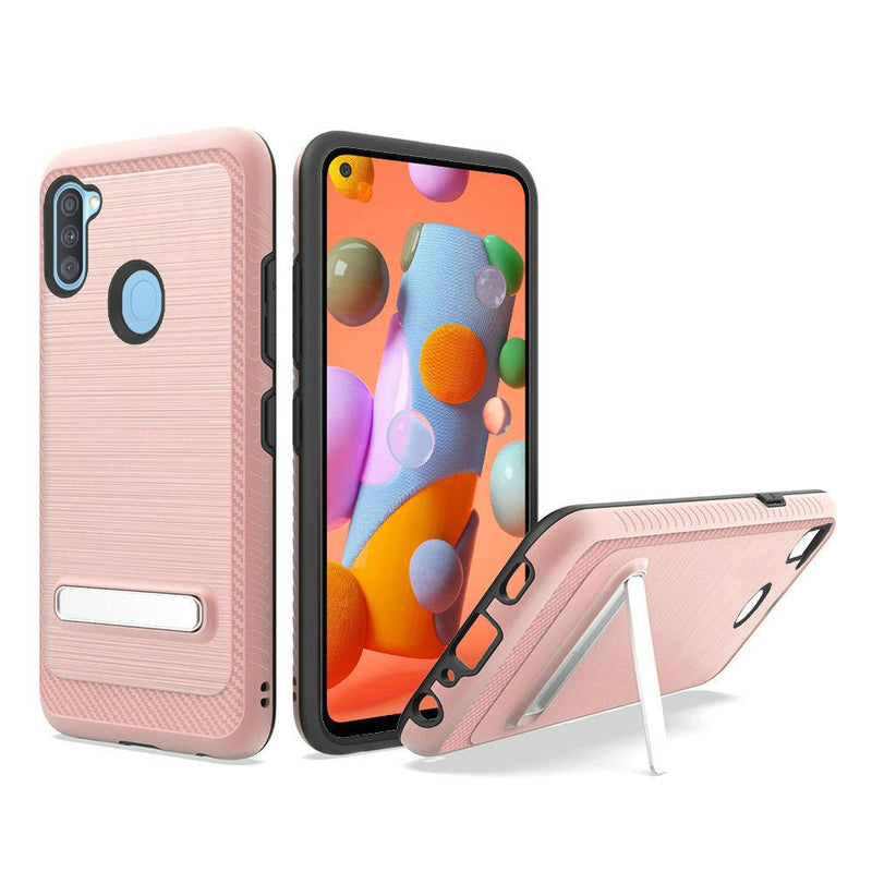 For Samsung Galaxy A11 Slick Magnetic Kickstand Hybrid Case Cover - Rose Gold