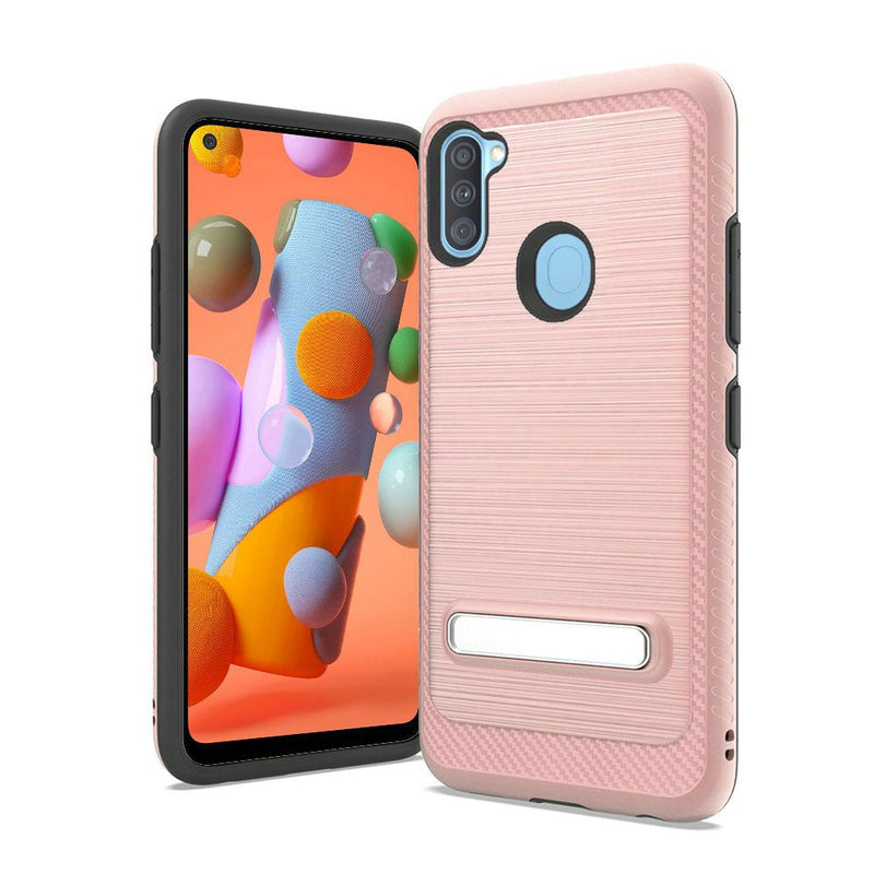 For Samsung Galaxy A11 Slick Magnetic Kickstand Hybrid Case Cover - Rose Gold