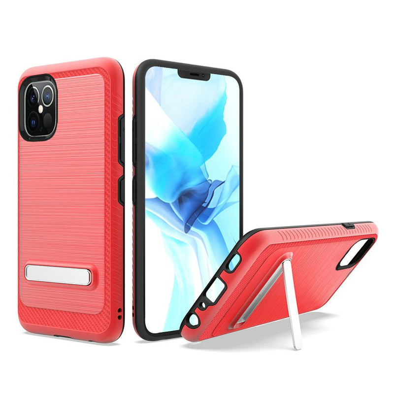 For iPhone 12/Pro (6.1 Only) Slick Magnetic Kickstand Hybrid Case Cover - Red