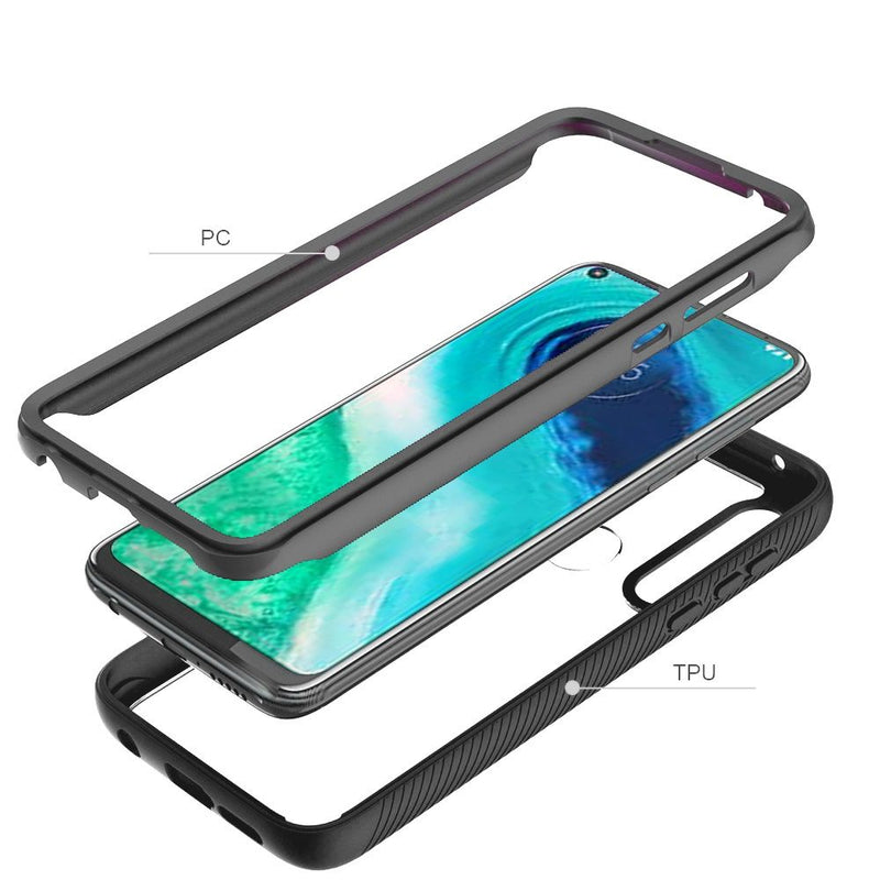 For Motorola Moto G Fast Strong Bumper Shockproof Transparent Case Cover - Clear/Black