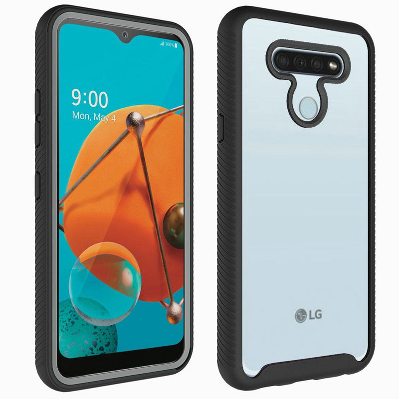 For LG K51 Strong Bumper Shockproof Transparent Case Cover - Clear/Black