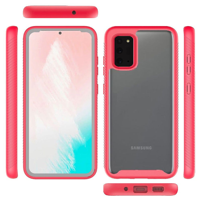 For Samsung Galaxy Note 20 Strong Bumper Shockproof Transparent Case Cover - Clear/Red