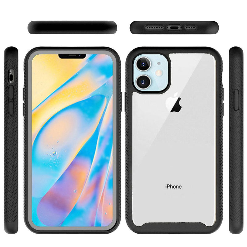 For iPhone 12 Mini 5.4 Strong Bumper Shockproof Transparent Case Cover - Clear/Black