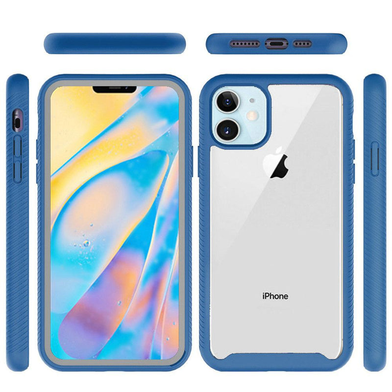 For iPhone 12 Mini 5.4 Strong Bumper Shockproof Transparent Case Cover - Clear/Blue