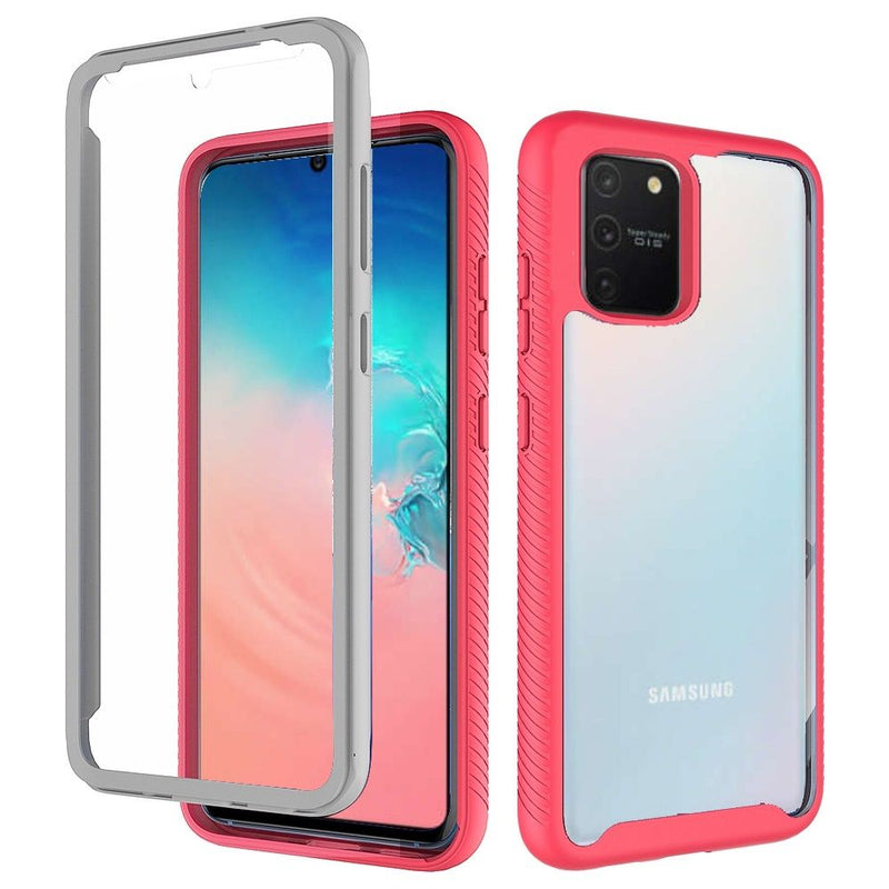 For Samsung Galaxy S10 Lite (2020) 6.7" A91 Shockproof Heavy Duty Bumper Case - Clear/Red