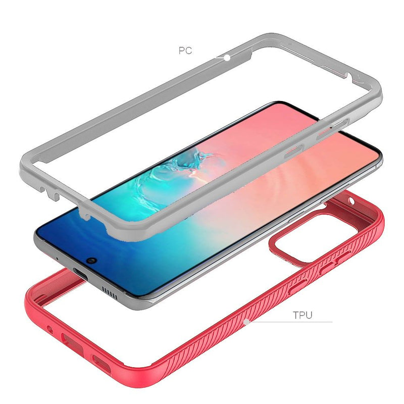 For Samsung Galaxy S10 Lite (2020) 6.7" A91 Shockproof Heavy Duty Bumper Case - Clear/Red