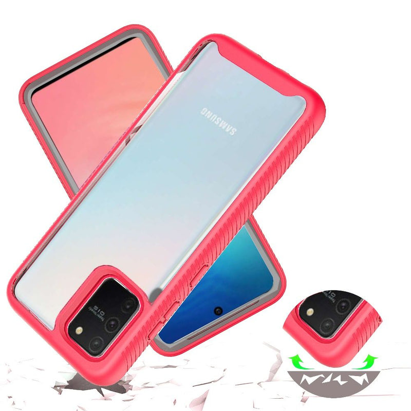 For Samsung Galaxy S10 Lite (2020) 6.7" A91 Shockproof Heavy Duty Bumper Case - Clear/Red